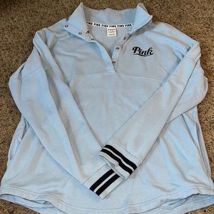 pink button down sweatshirt